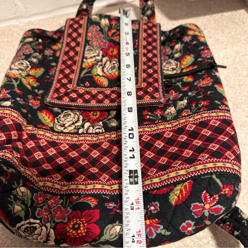 Vintage Vera Bradley Floral Quilted Backpack in Anastasia Black & Red Roses GUC - Picture 10 of 16